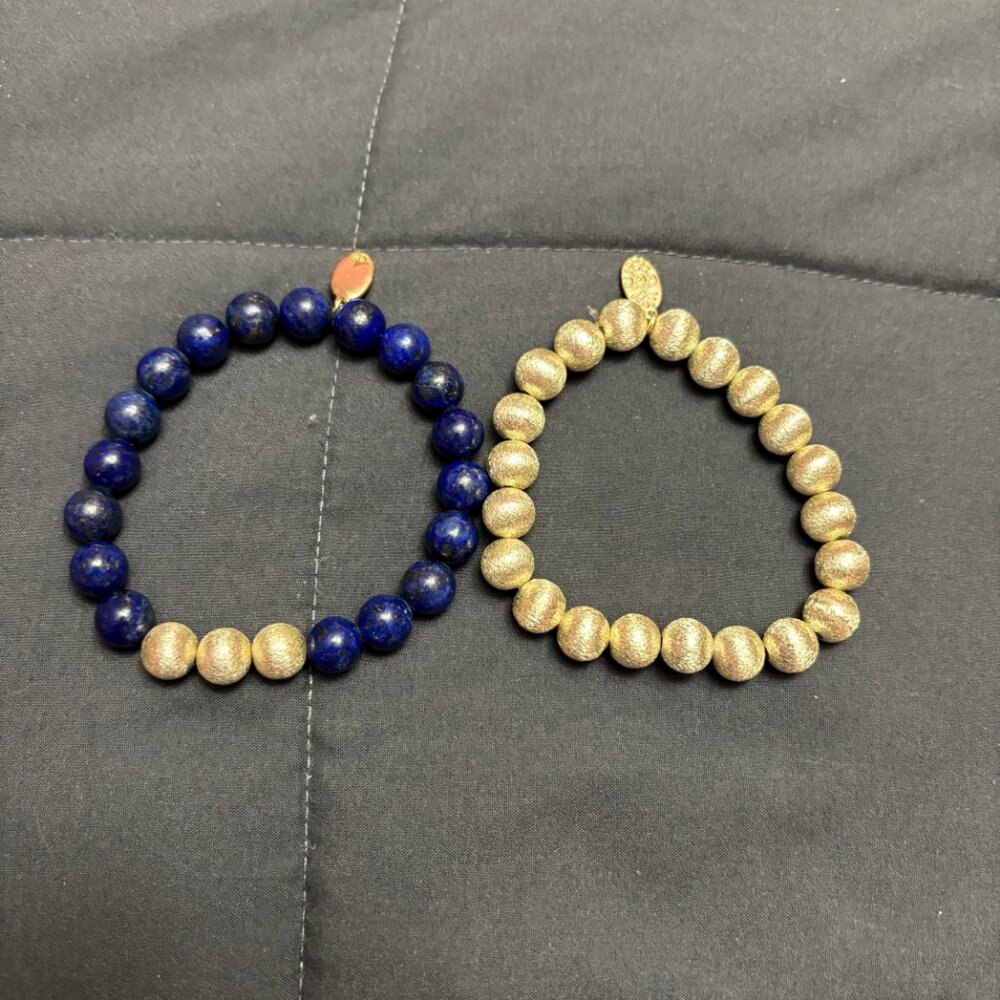 Connie Craig Carroll Jewelry Gracie Lapis & Bead Stretch Bracelet Set